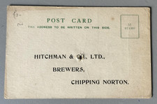 Chipping Norton Postcard to Hitchman Brewers from G W Railway 1913