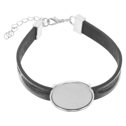 Black and alloy bracelet - pu,