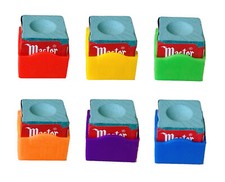 Multicoloured Plastic Chalk Holder for Pool or Snooker Cue + GREEN Master Chalk