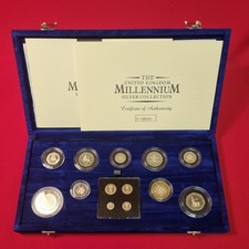 2000 UK Millennium Silver Proof Coin Collection Boxed with Maundy & COA Ref N775