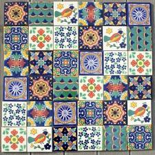 36 AUTHENTIC MEXICAN TILES Large TROPICS MIX