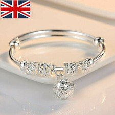 925 Sterling Silver Beaded Bangle Charm Bracelet Womens Ladies Jewellery Gift,