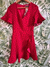 Oasis red flower spot dress