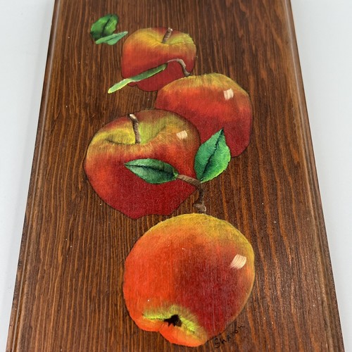 Apples hand painted wood wall - hand,