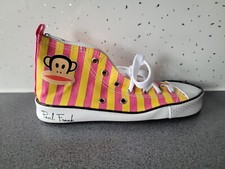 Paul Frank Pink & Yellow Striped Shoe / Trainer / Sneaker Pencil Case NWOT