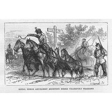 MILITARY Autumn Campaign, Horse Artillery & Transport Wagons Antique Print 1871