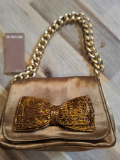 Tk Maxx Menbur Small Bronze Beaded Bow Gold Chain Bag New Tags