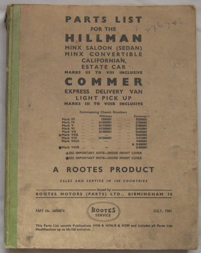 1961 hillman minx - minx, commer