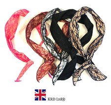 Lace Design Wired Headband - Retro Rockabilly Hair Scarf for All Hair Types
