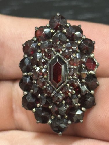 Large garnet bohemian ring - bohemian, 14k