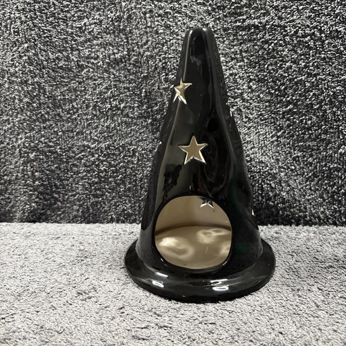 Ceramic black witches hat - black,