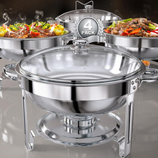Chafing Dishes for Buffet Set: 100% Pre-Installed Chafers for Catering - round C