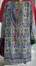 multi coloured ladies tunic top cover up beach kaftan size 3xl 48" bust. size 22