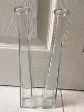 2 x Tall glass bottles. Empty tall triangular glass bottle