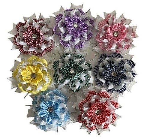 Gingham ribbon school - ribbon, hair