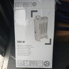 Oil Filled Radiator Electric Portable Compact Freestanding White Plug-In 500W