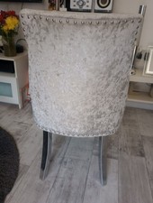 Dining Chair x2 Silver Crushed Velvet With Chrome Leg.