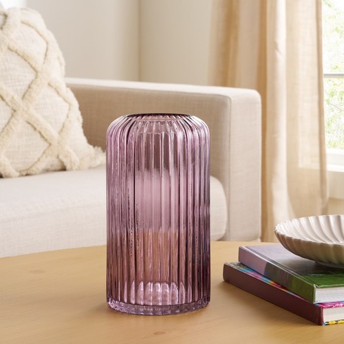 Pink ribbed cylinder - pink,