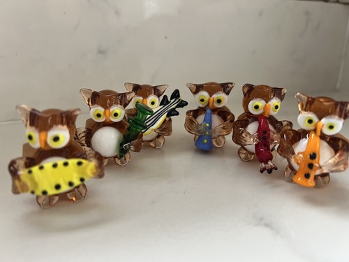Vintage lampwork glass owl - glass,