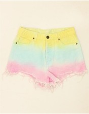UNIF Womens Denim Hot Pants W27 Small Multicoloured Colourblock Cotton BX08