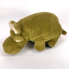 Vintage Merrythought Green Hippo Soft Toy 10in Ironbridge Shropshire England
