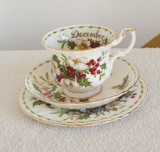 Vintage Royal Albert Bone China Flower of the Month December Christmas Rose Trio