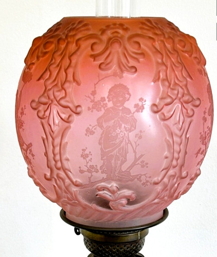 Antique cranberry glass relief - glass,