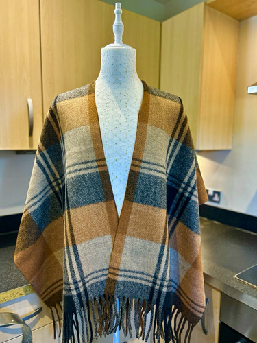 Unisex neutral check shawl - unisex,