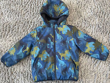 Next Childrens Blue Green Dinosaur Padded Hooded Coat Age 2-3 Years