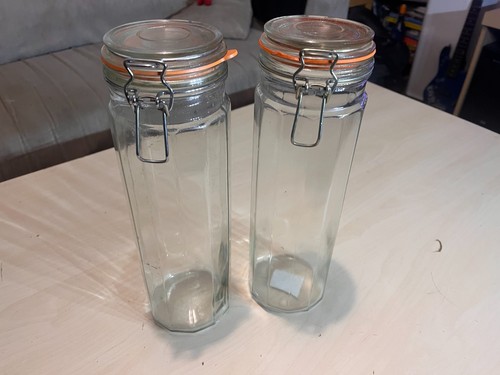 Glass spaghetti jars - 2x,