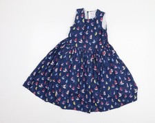 Rachel Riley Girls Blue Nautical A-Line Dress, Size 10 Years