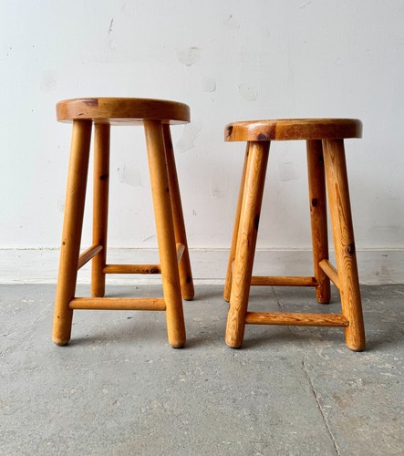 Pair vintage pine stools - vintage,