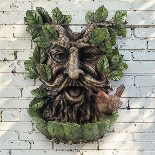 Green man resin bird - green,