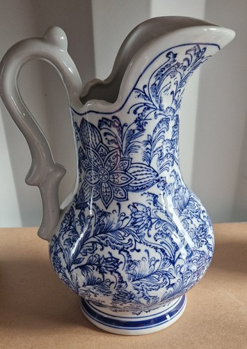 Blue white pitcher jug - blue,