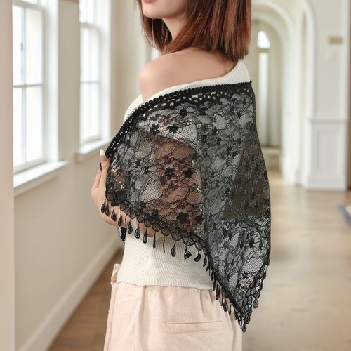 Lace fringe scarf - fringe,