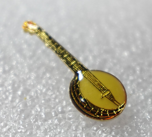 Gold banjo pin miniature - banjo,
