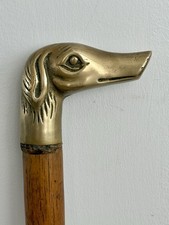 Brass Dog Head Walking Stick Handle Greyhound, Whippet, Lurcher