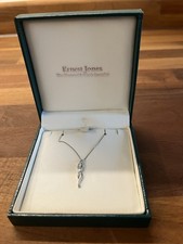 Stylist 9ct White Gold And Diamond Ernest Jones Necklace