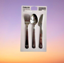 IKEA CUTLERY CHILDRENS KIDS STAINLESS STEEL FORK KNIFE SPOON 3 PIECE SET FABLER