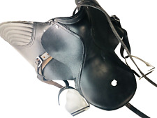 Horse Saddle Black Leather with Metal Stirrups Vintage ra