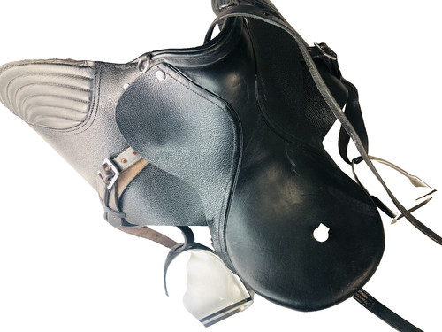 Horse saddle black leather - horse,