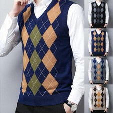 Mens Argyle Sweater Vest Golf