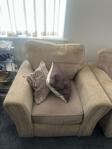 Beige fabric armchair with - beige,