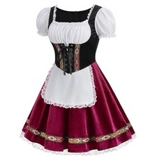 MaxToonrain Oktoberfest Dirndl Dress – Plus Size Costume, Red, Women’s M