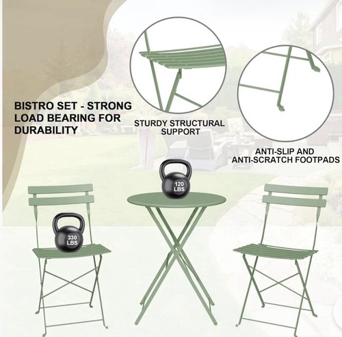 Green metal folding bistro - metal,