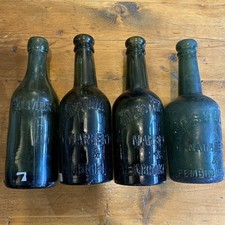 4x OLD GREEN BEER BOTTLES 3 x