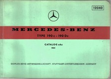 Mercedes Benz 190c 190Dc Catalog A 1961 Original Spare Parts List No. 12040