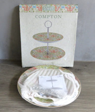 WILLIAM MORRIS COMPTON LEONARDO COLLECTION FINE CHINA 2 TIER PLATE CAKE STAND