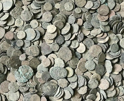 Roman coins uncleaned ancient - coins,