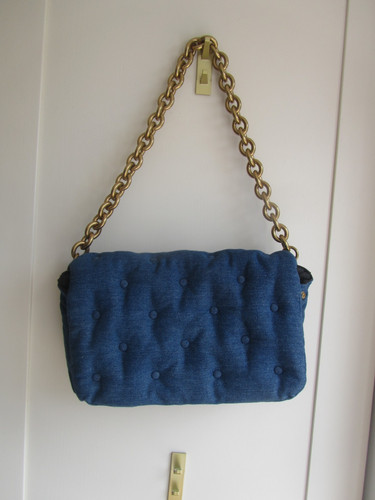 Zara blue denim gold chain - blue,